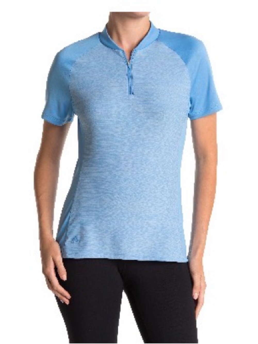 adidas Light Blue Short Sleeve Zip Athletic Top